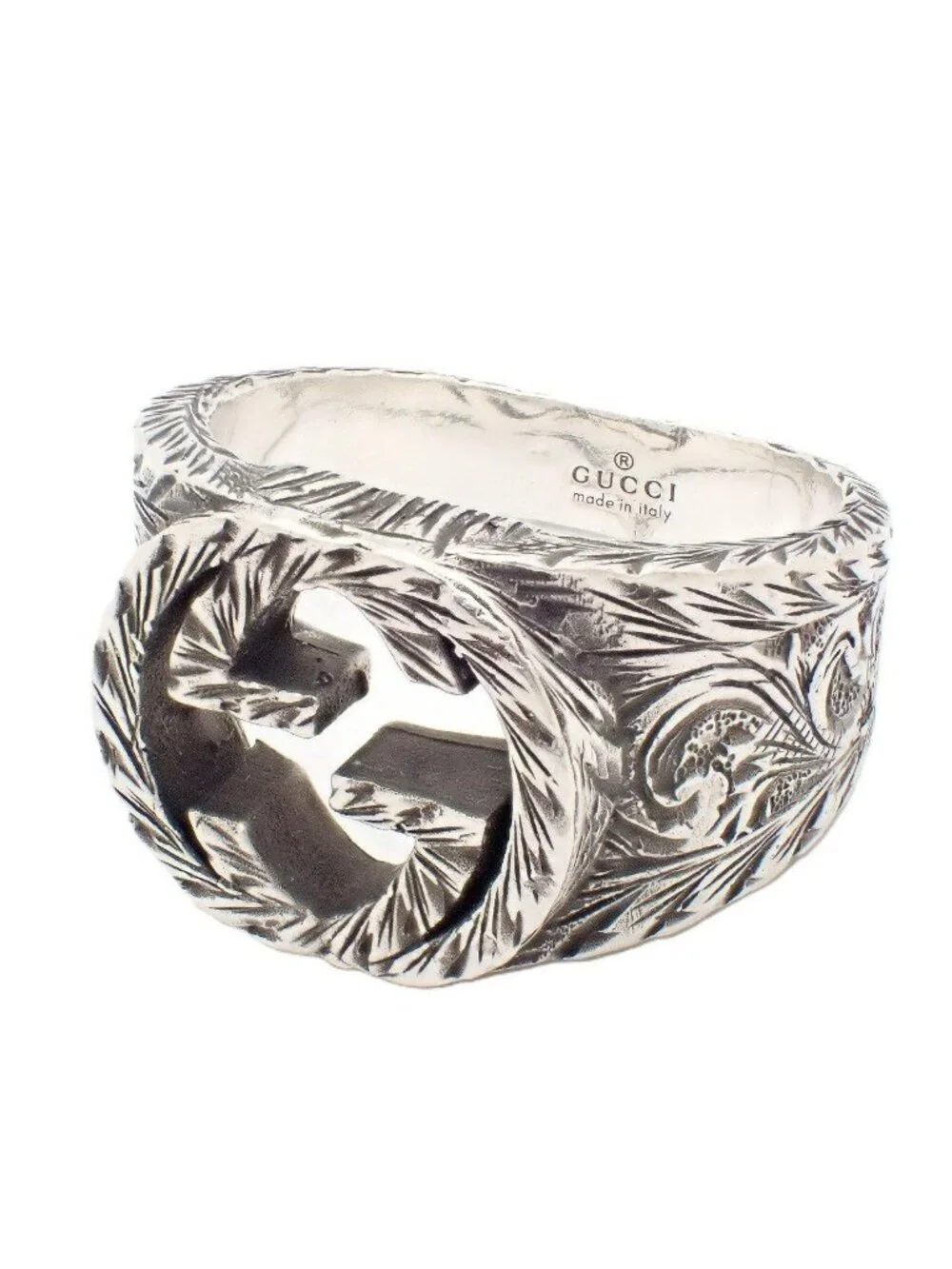 Gucci Interlocking G Arabesque Ring 925 Sterling Silver